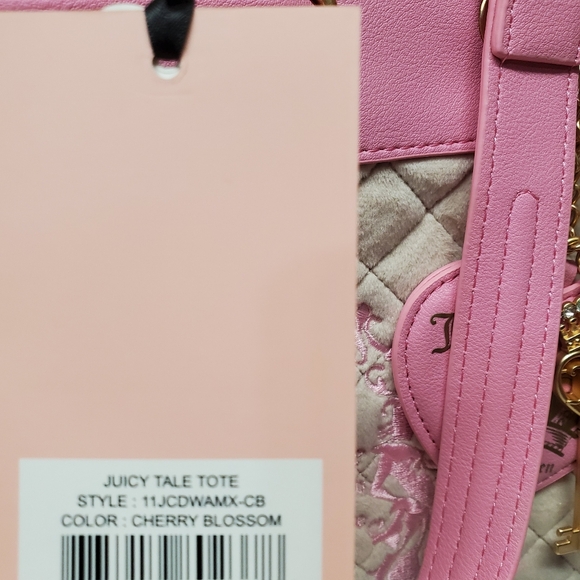 Juicy Couture Daydreame Pink Cherry Blossom Juicy Tale Tote with Heart Key Charm - Picture 6 of 6